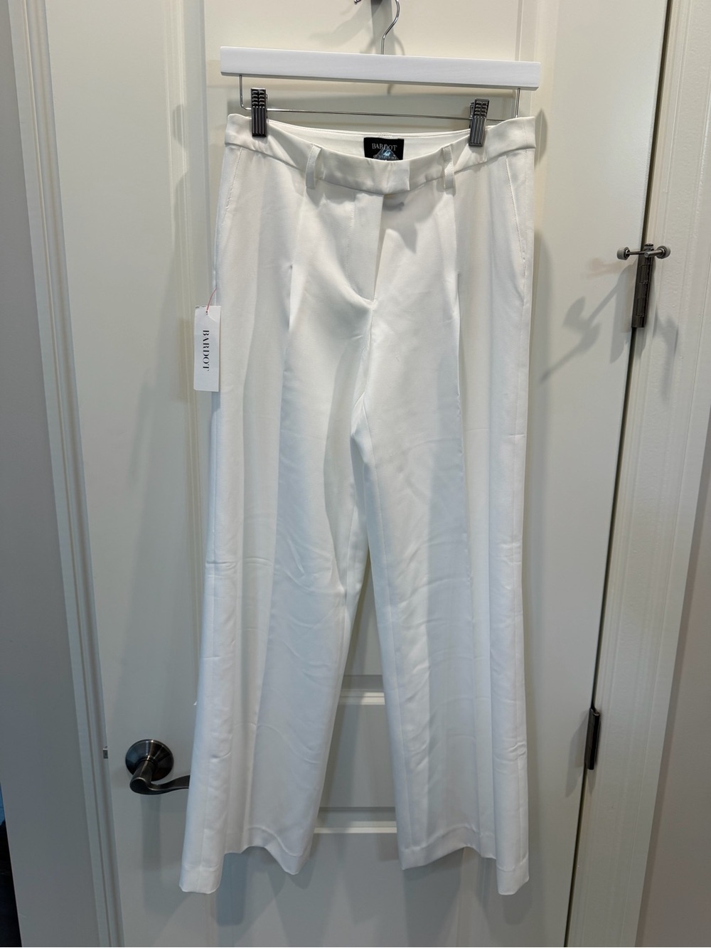 Bardot White High-Rise Wide-Leg Trousers
